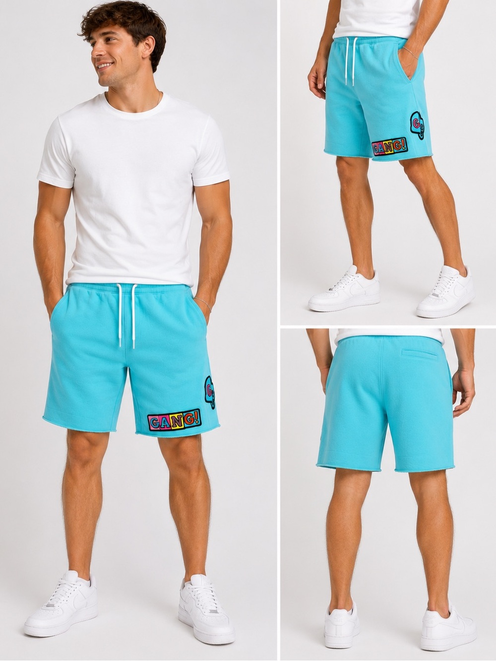 Commonwealth Gang Men’s Fleece Shorts – Aqua/Turquoise – Size Large